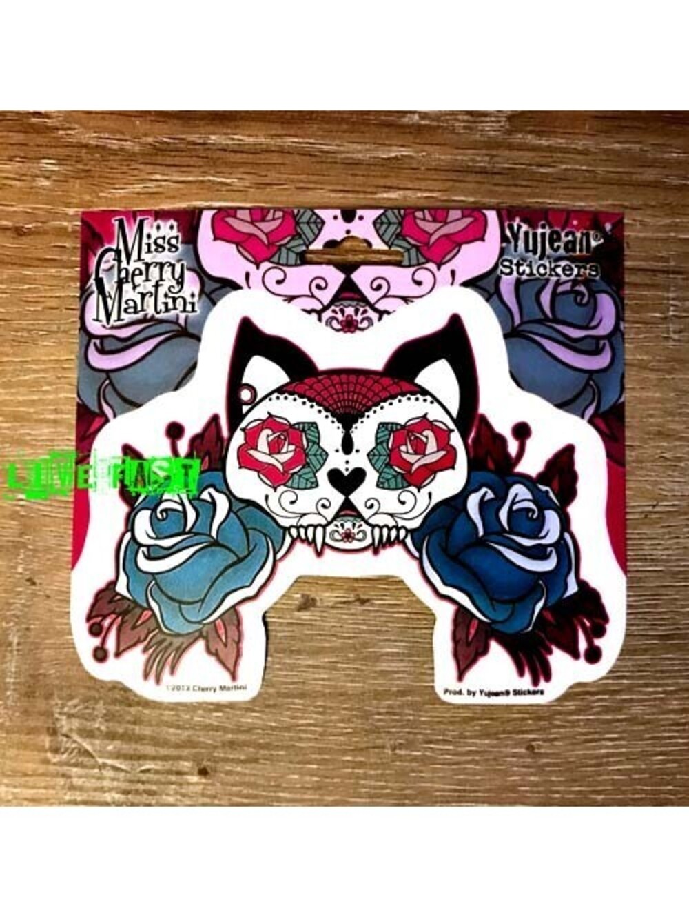 MISS CHERRY MARTINI KITTY CAT SUGAR SKULL STICKER DECAL low brow art tattoo art